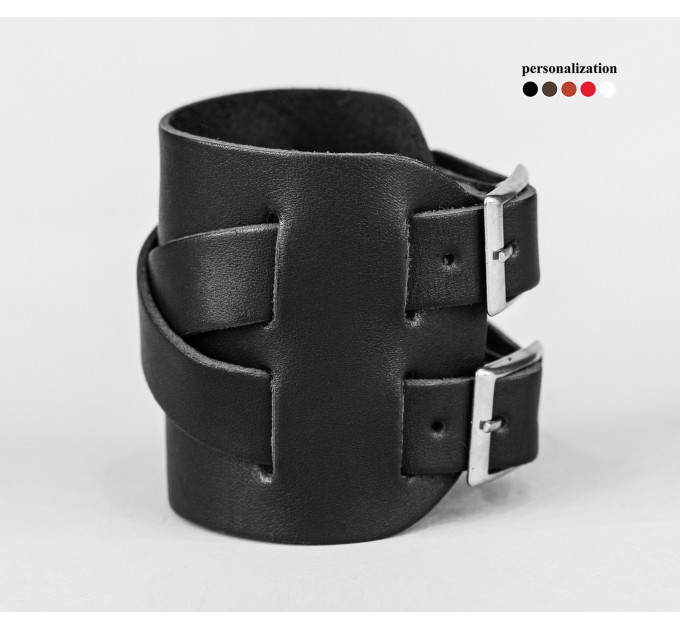 Leather cuff bracelet for men or women, code 6450