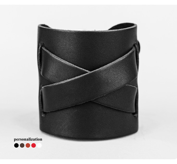 Leather cuff bracelet for men or women, code 6450