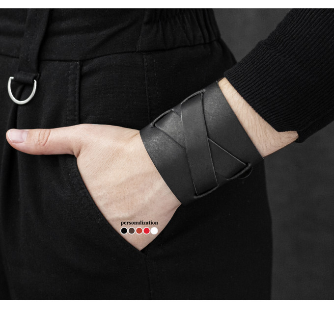 Leather cuff bracelet for men or women, code 6450