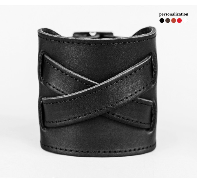Leather cuff bracelet for men or women, code 6450st