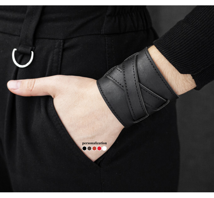 Leather cuff bracelet for men or women, code 6450st