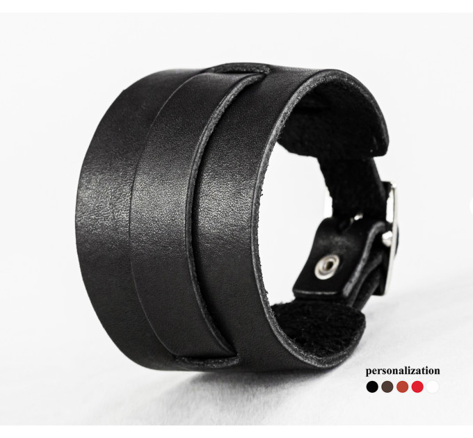 Leather cuff bracelet for men or women, code 6500