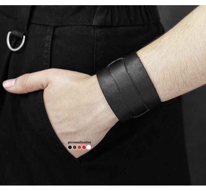 Leather cuff bracelet for men or women, code 6500