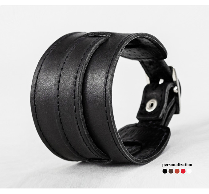 Leather cuff bracelet for men or women, code 6500st