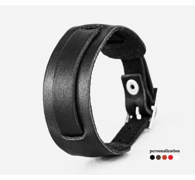 Leather cuff bracelet for men or women, code 6520