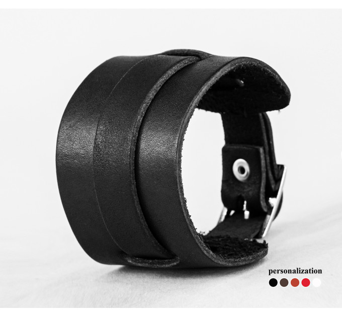 Leather cuff bracelet for men or women, code 6525