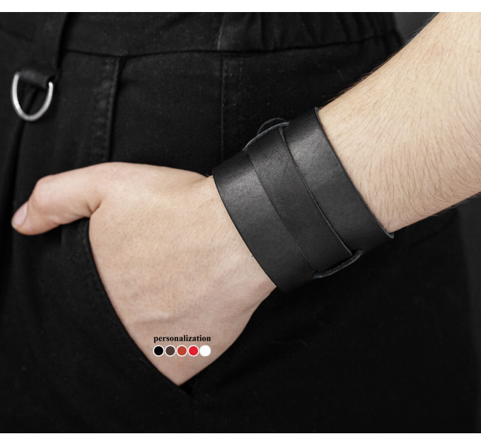 Leather cuff bracelet for men or women, code 6525