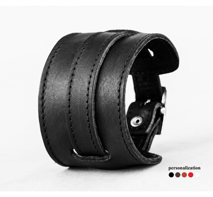 Leather cuff bracelet for men or women, code 6525st