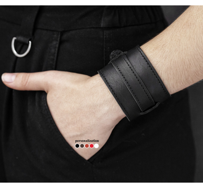 Leather cuff bracelet for men or women, code 6525st