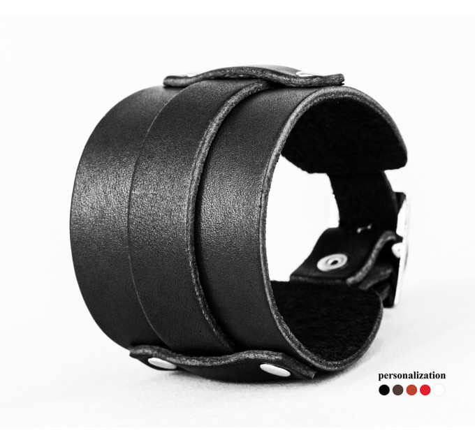Leather cuff bracelet for men or women, code 6552