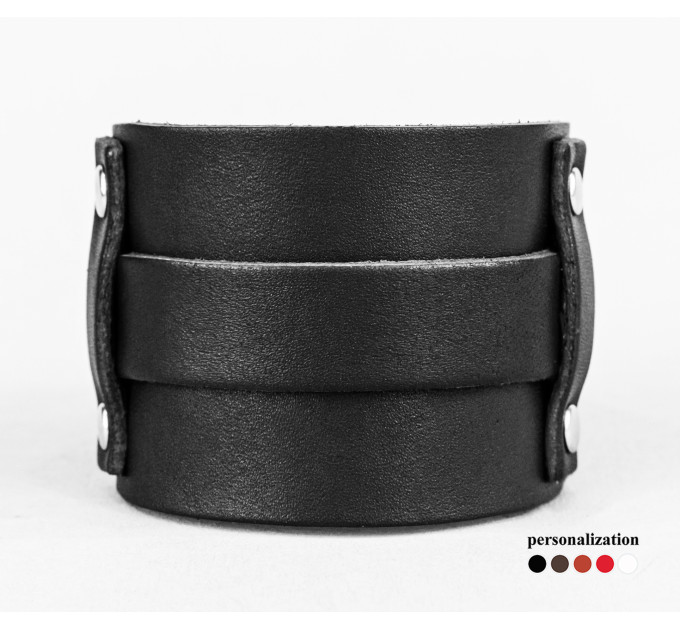 Leather cuff bracelet for men or women, code 6552