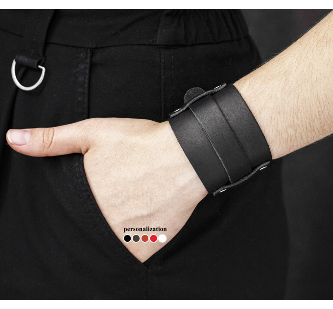 Leather cuff bracelet for men or women, code 6552