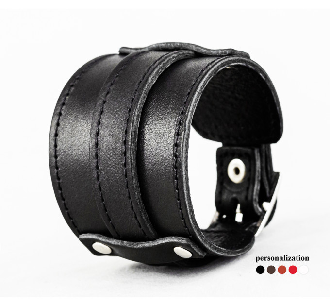 Leather cuff bracelet for men or women, code 6552st