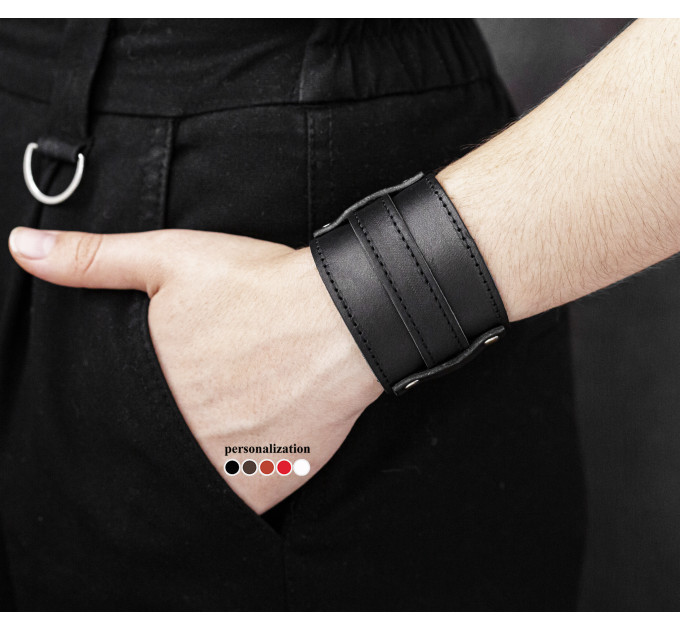 Leather cuff bracelet for men or women, code 6552st