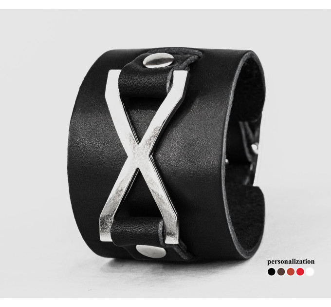 Leather cuff bracelet for men or women, code 6555