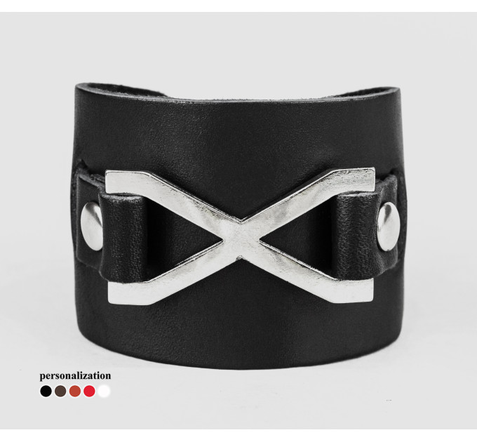 Leather cuff bracelet for men or women, code 6555