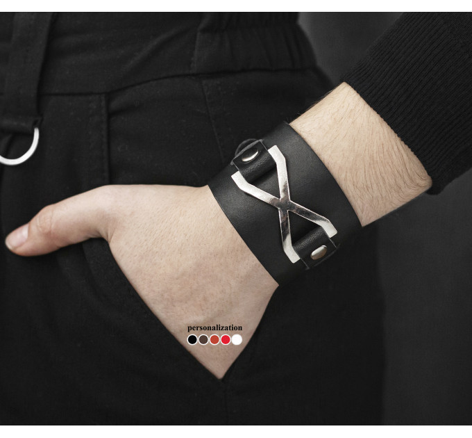 Leather cuff bracelet for men or women, code 6555