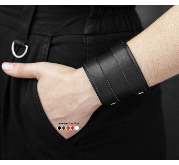Leather cuff bracelet for men or women, code 6700