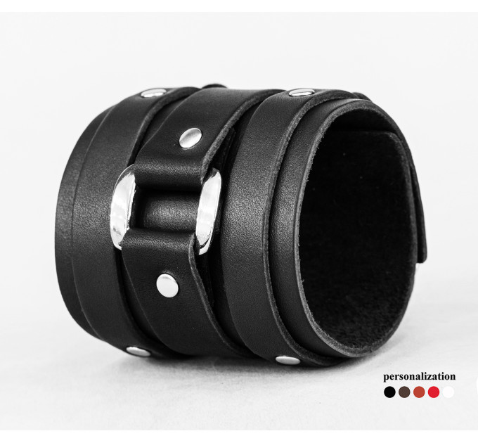 Leather cuff bracelet for men or women, code 6707