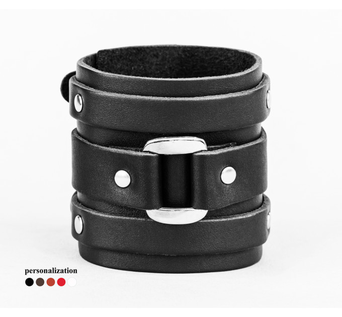 Leather cuff bracelet for men or women, code 6707