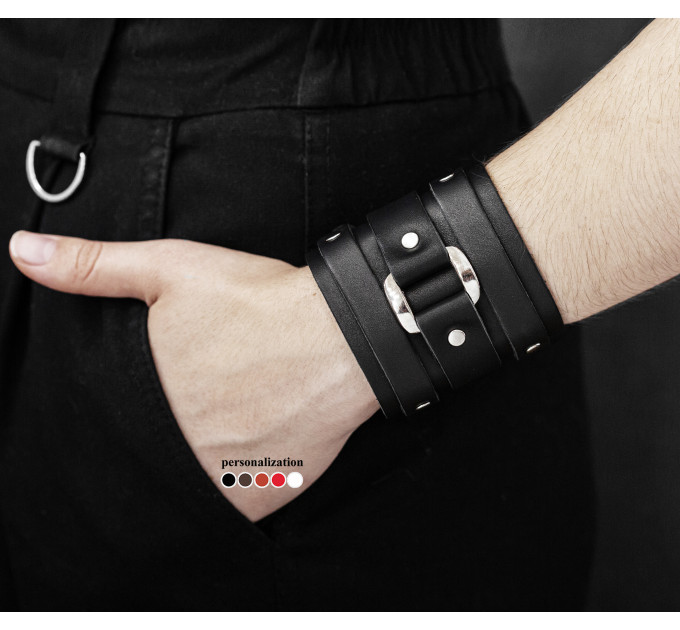 Leather cuff bracelet for men or women, code 6707