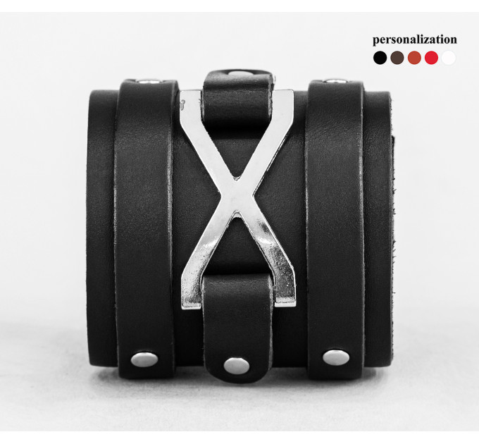 Leather cuff bracelet for men or women, code 6708