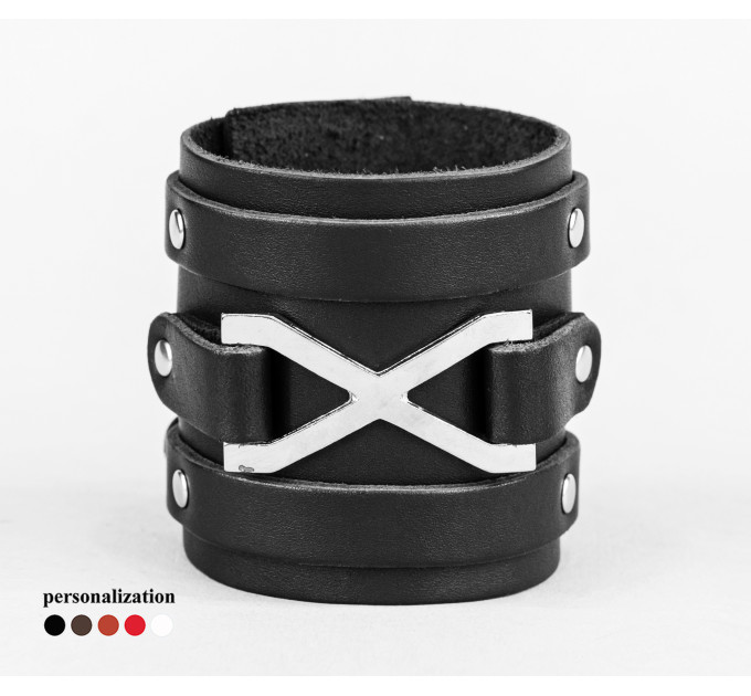 Leather cuff bracelet for men or women, code 6708