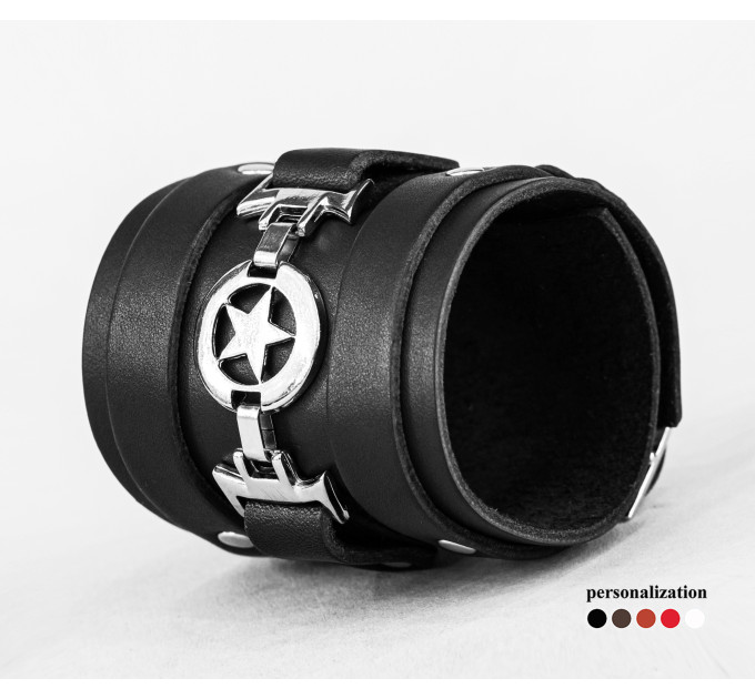 Leather cuff bracelet for men or women, code 6709