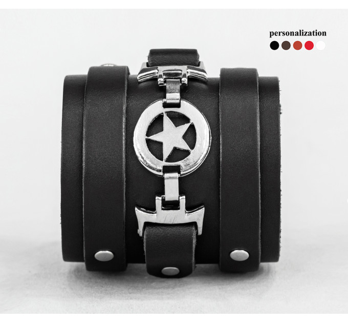 Leather cuff bracelet for men or women, code 6709