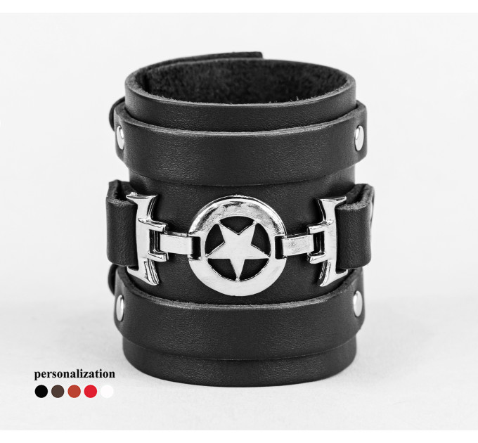 Leather cuff bracelet for men or women, code 6709