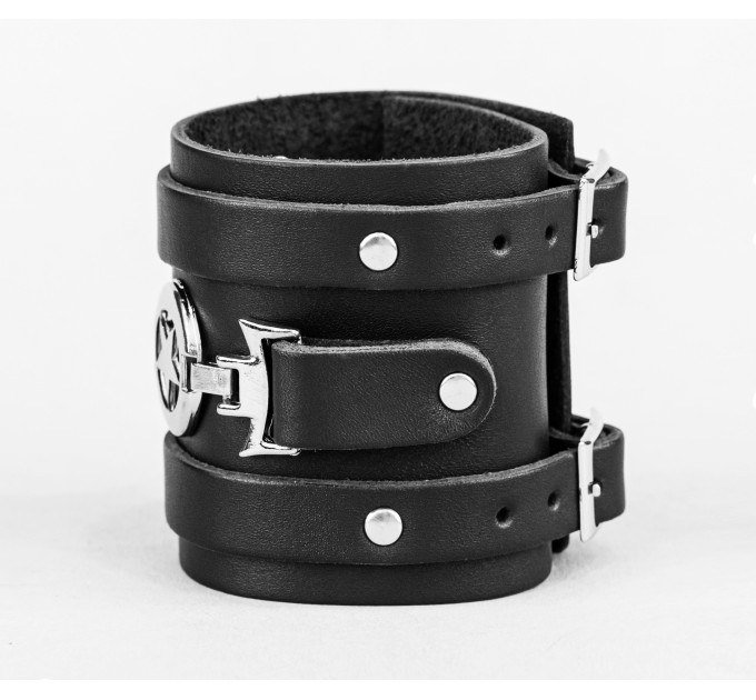 Leather cuff bracelet for men or women, code 6709