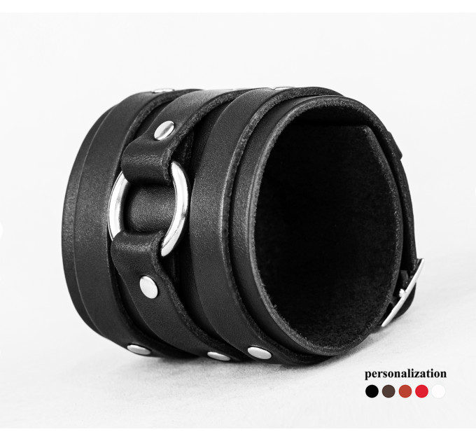 Leather cuff bracelet for men or women, code 6711