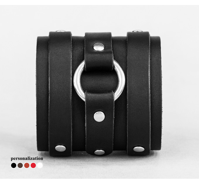 Leather cuff bracelet for men or women, code 6711