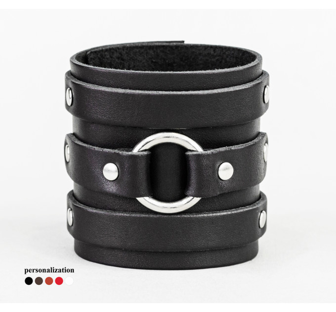 Leather cuff bracelet for men or women, code 6711