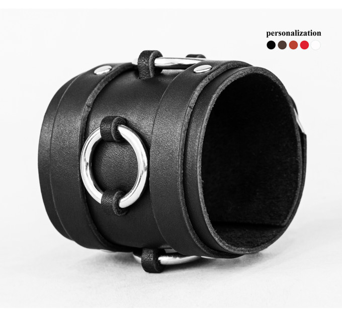 Leather cuff bracelet for men or women, code 6712