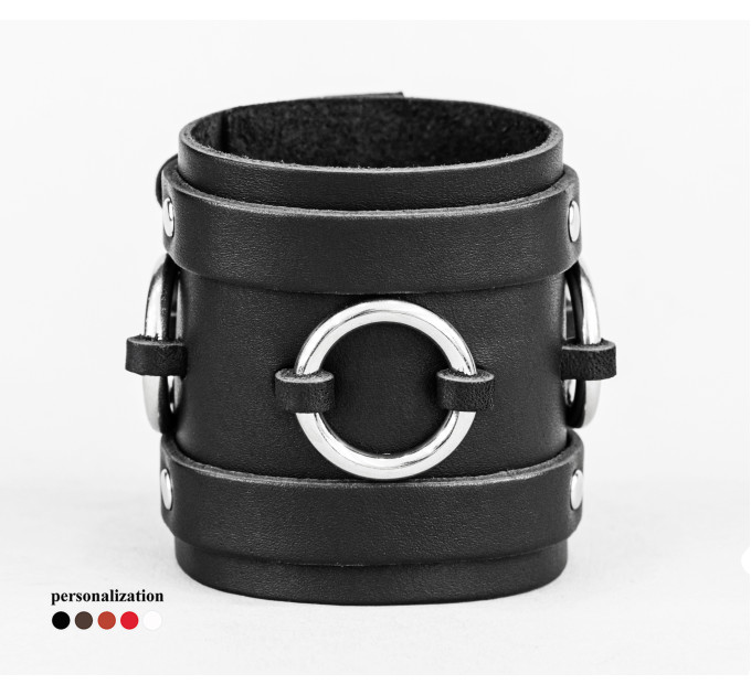 Leather cuff bracelet for men or women, code 6712