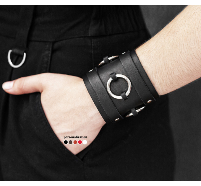 Leather cuff bracelet for men or women, code 6712