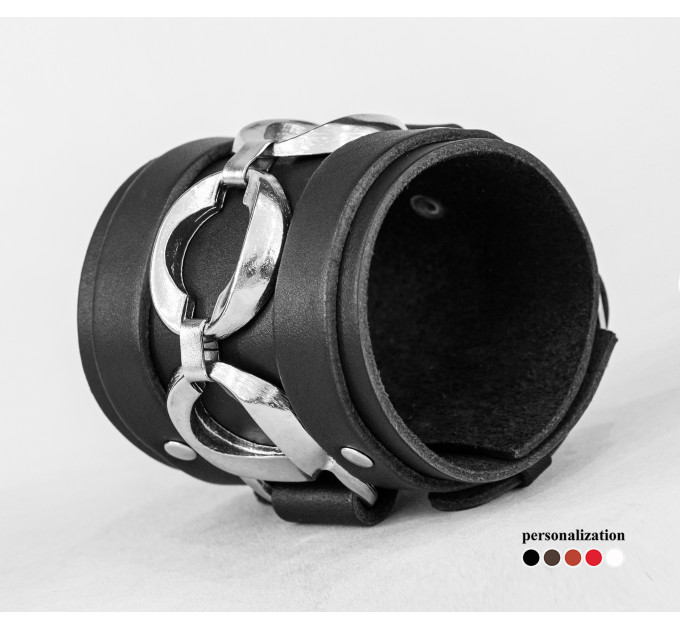 Leather cuff bracelet for men or women, code 6713