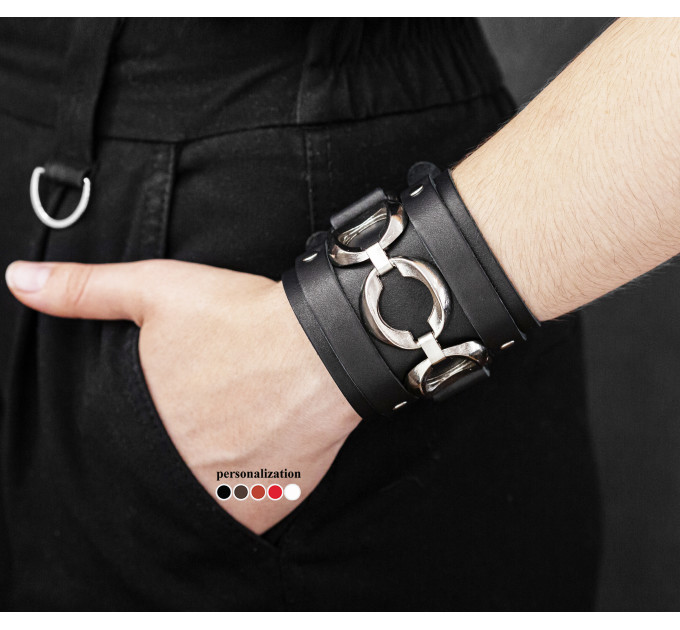 Leather cuff bracelet for men or women, code 6713