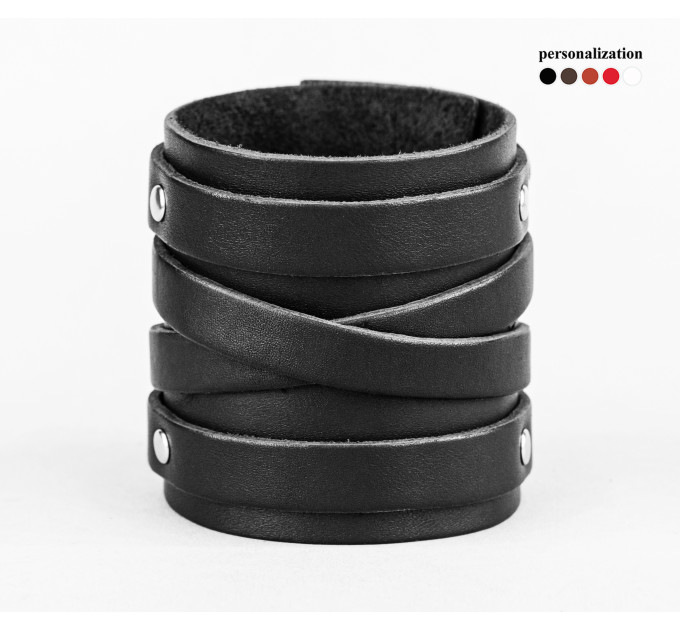 Leather cuff bracelet for men or women, code 6714