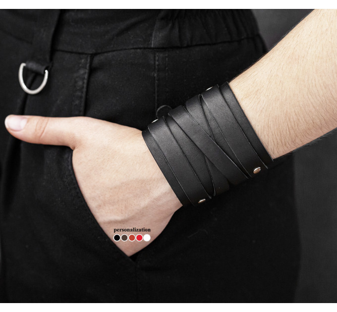 Leather cuff bracelet for men or women, code 6714