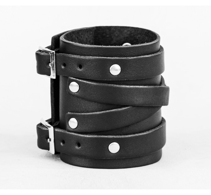 Leather cuff bracelet for men or women, code 6714