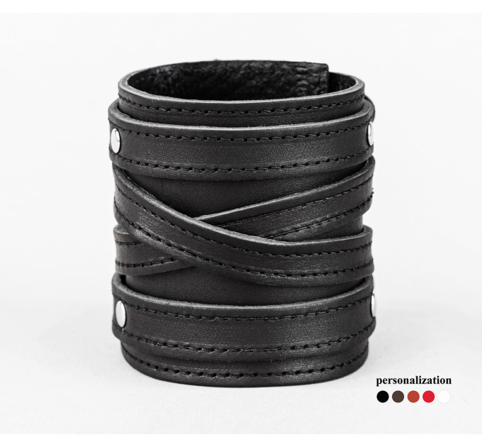 Leather cuff bracelet for men or women, code 6714st