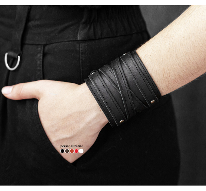 Leather cuff bracelet for men or women, code 6714st