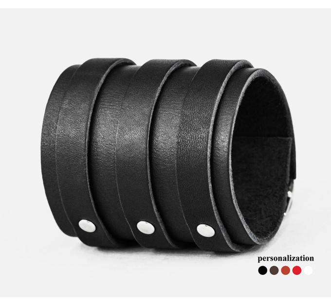 Leather cuff bracelet for men or women, code 6715