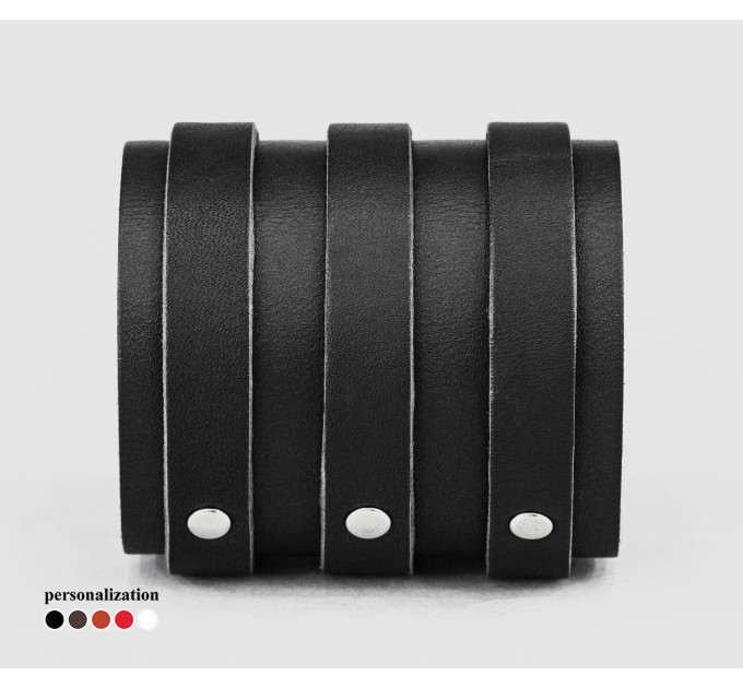 Leather cuff bracelet for men or women, code 6715