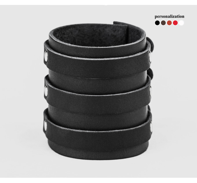 Leather cuff bracelet for men or women, code 6715