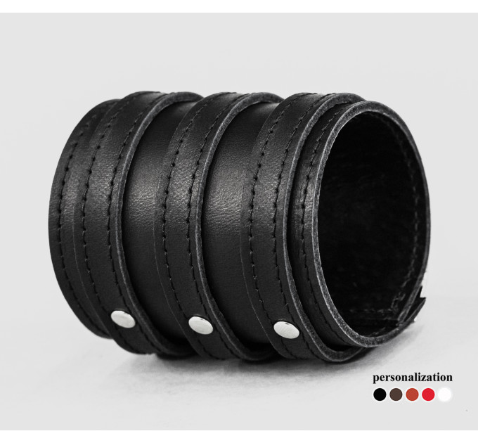 Leather cuff bracelet for men or women, code 6715st