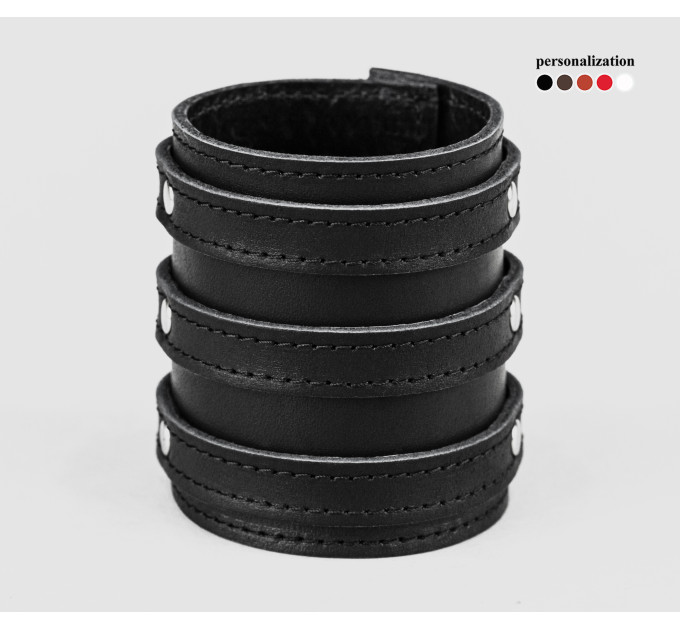 Leather cuff bracelet for men or women, code 6715st