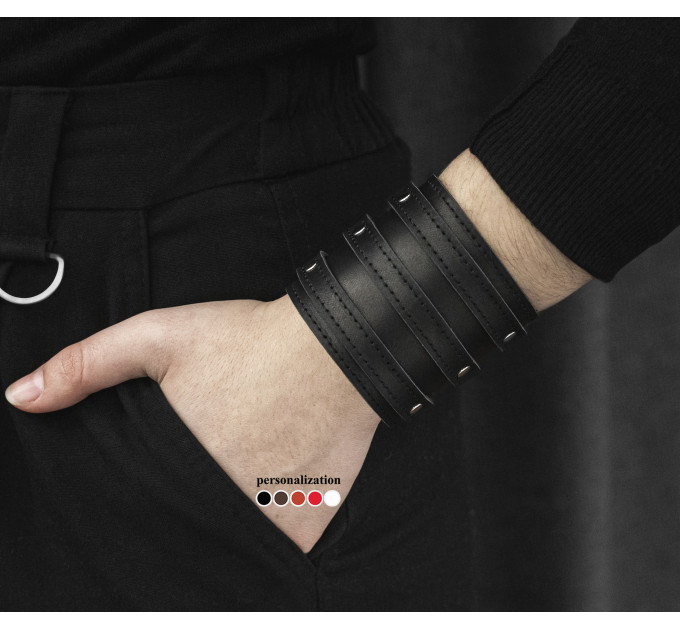 Leather cuff bracelet for men or women, code 6715st